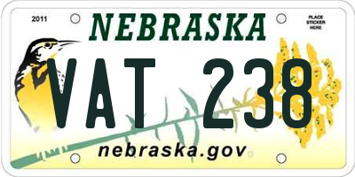 NE license plate VAT238