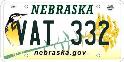 NE license plate VAT332