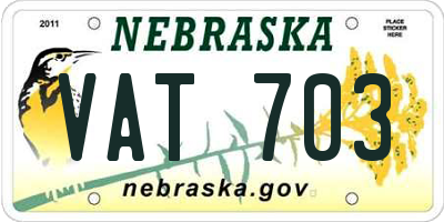 NE license plate VAT703