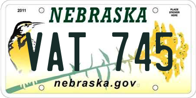 NE license plate VAT745