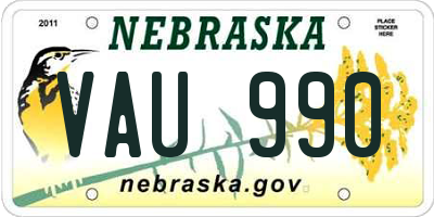 NE license plate VAU990