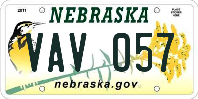 NE license plate VAV057