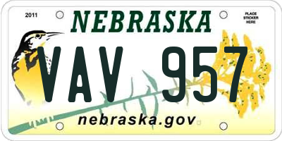 NE license plate VAV957