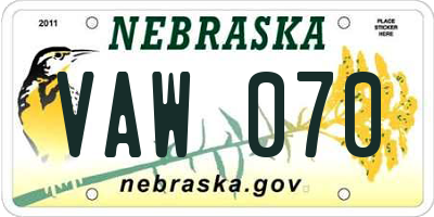 NE license plate VAW070