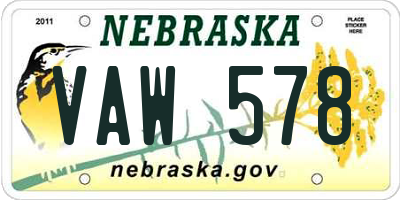NE license plate VAW578
