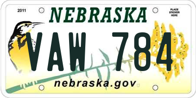 NE license plate VAW784