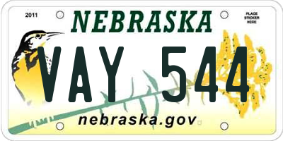 NE license plate VAY544