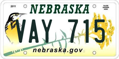 NE license plate VAY715