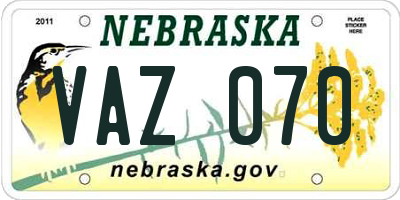 NE license plate VAZ070