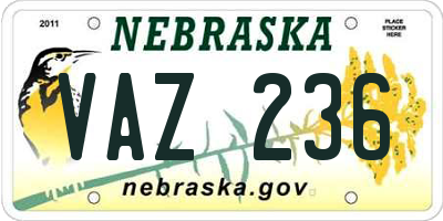 NE license plate VAZ236
