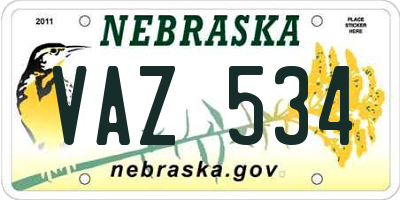 NE license plate VAZ534