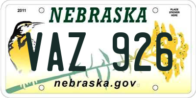 NE license plate VAZ926
