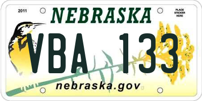 NE license plate VBA133