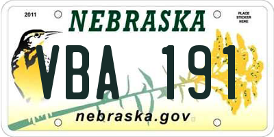 NE license plate VBA191