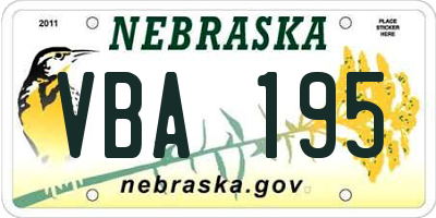 NE license plate VBA195