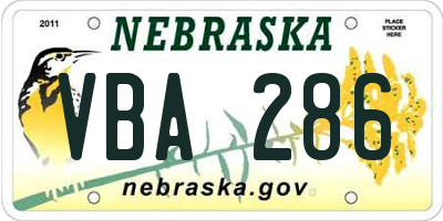 NE license plate VBA286