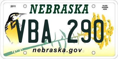 NE license plate VBA290