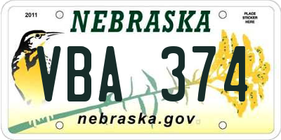 NE license plate VBA374