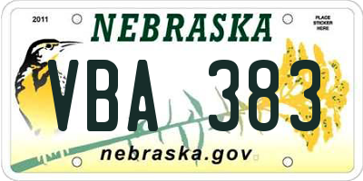 NE license plate VBA383