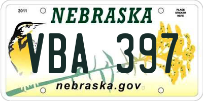 NE license plate VBA397