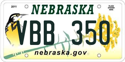 NE license plate VBB350