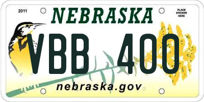 NE license plate VBB400