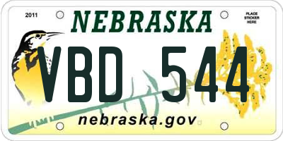 NE license plate VBD544
