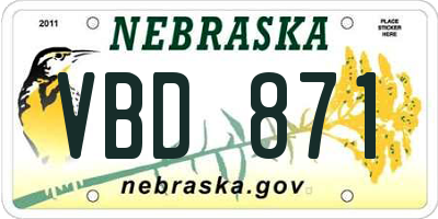 NE license plate VBD871