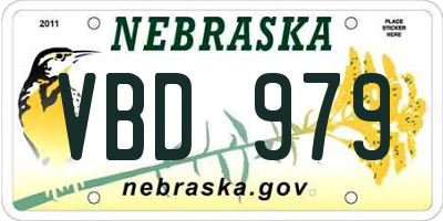NE license plate VBD979
