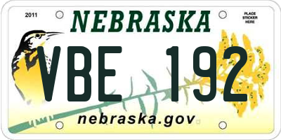 NE license plate VBE192