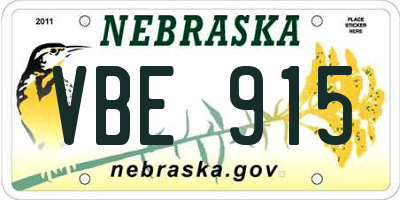 NE license plate VBE915