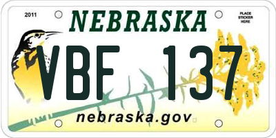 NE license plate VBF137