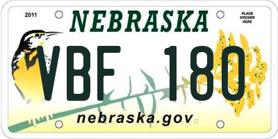 NE license plate VBF180
