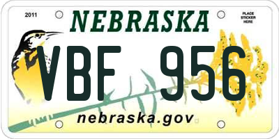 NE license plate VBF956