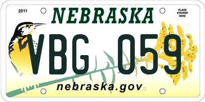 NE license plate VBG059
