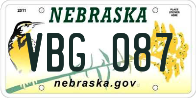 NE license plate VBG087