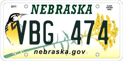NE license plate VBG474