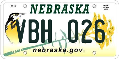 NE license plate VBH026