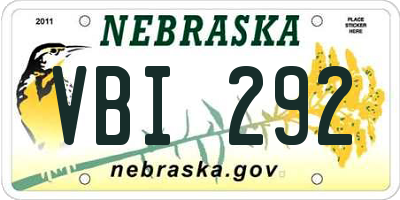 NE license plate VBI292