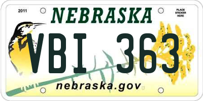 NE license plate VBI363