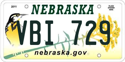 NE license plate VBI729