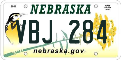 NE license plate VBJ284