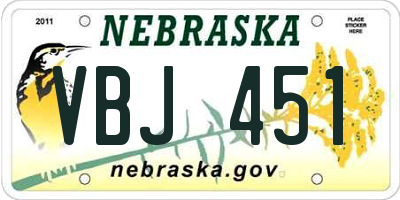 NE license plate VBJ451