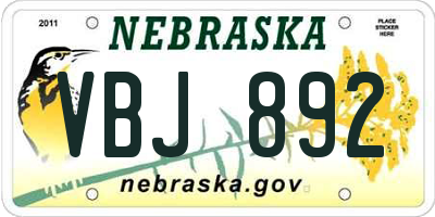 NE license plate VBJ892