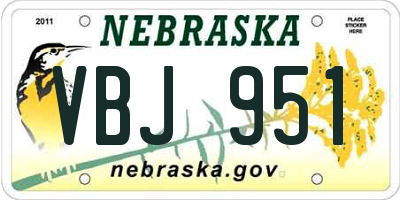 NE license plate VBJ951