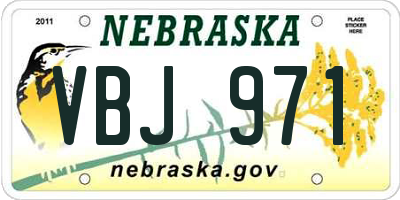 NE license plate VBJ971