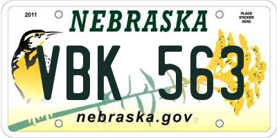 NE license plate VBK563