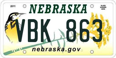NE license plate VBK863