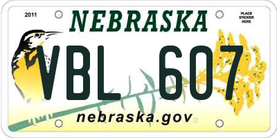NE license plate VBL607
