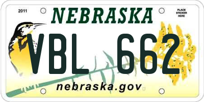 NE license plate VBL662